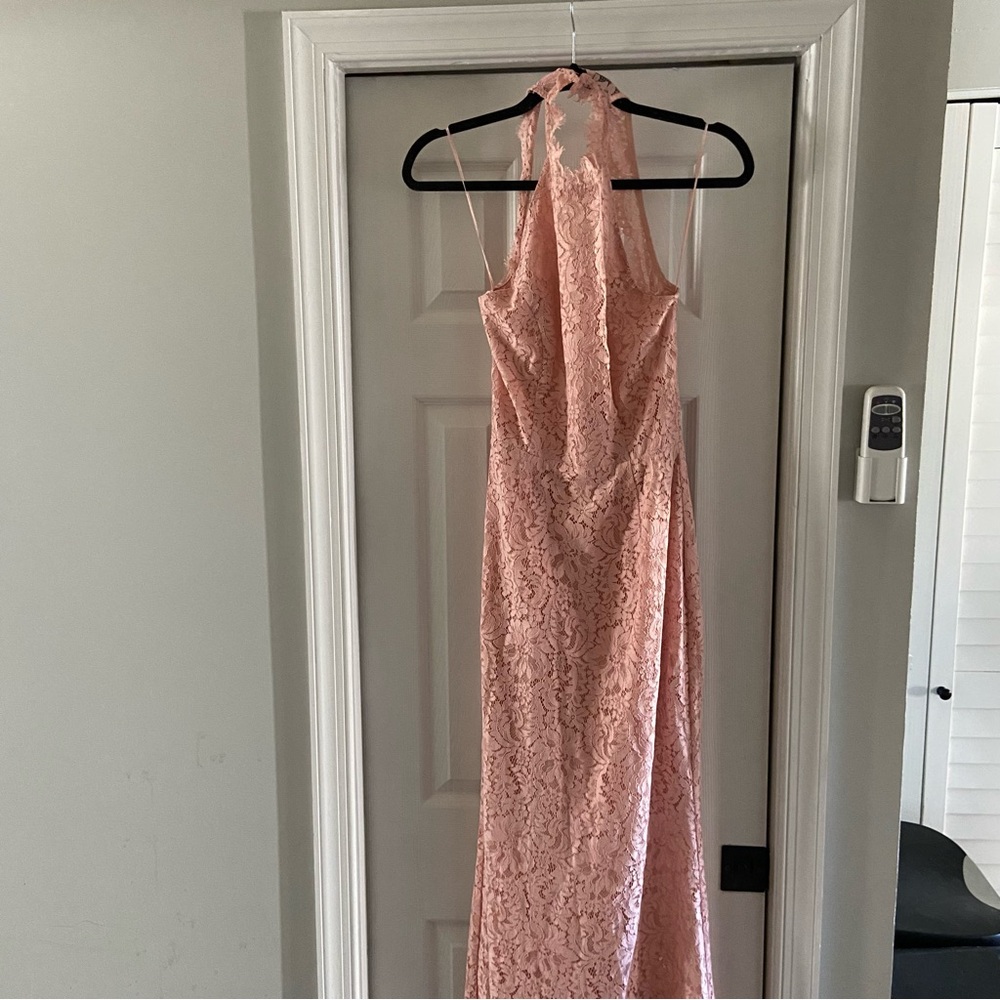 BB Dakota Pink Eyelet Lace Halter Dress